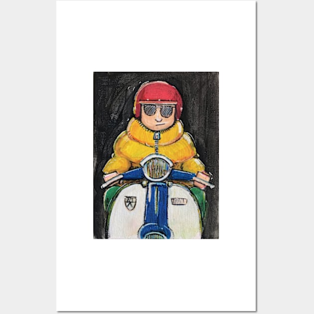 Retro Scooter, Classic Scooter, Scooterist, Scootering, Scooter Rider, Mod Art Wall Art by Scooter Portraits